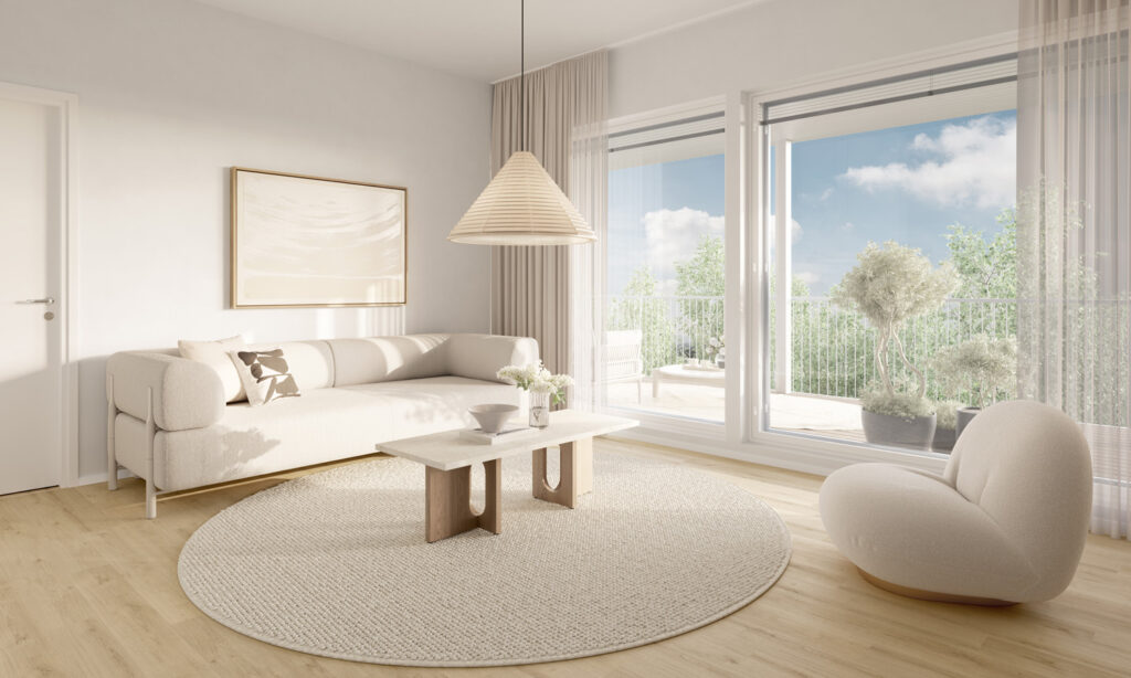 Housing company: Helsinki's Leivoluoto | living room | Olas Group Oy