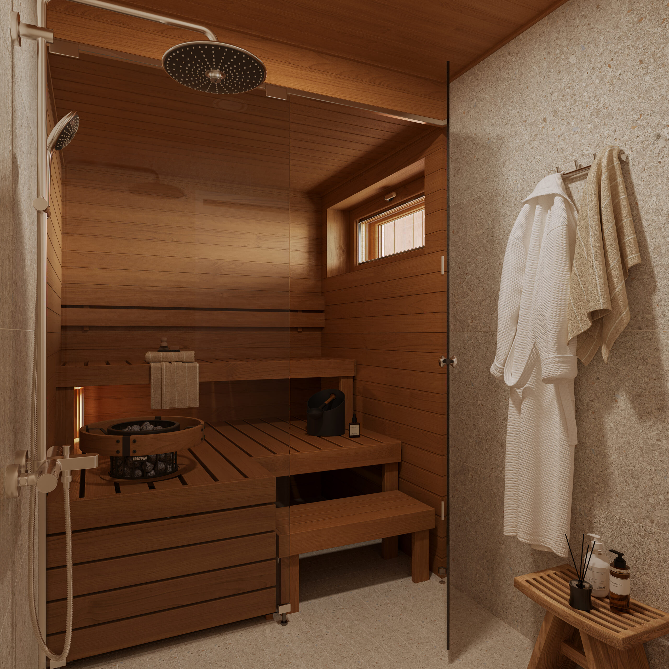 Espoon Kultarinta: Bensowinkuja 8 | kylpyhuone ja sauna | Olas Group Oy