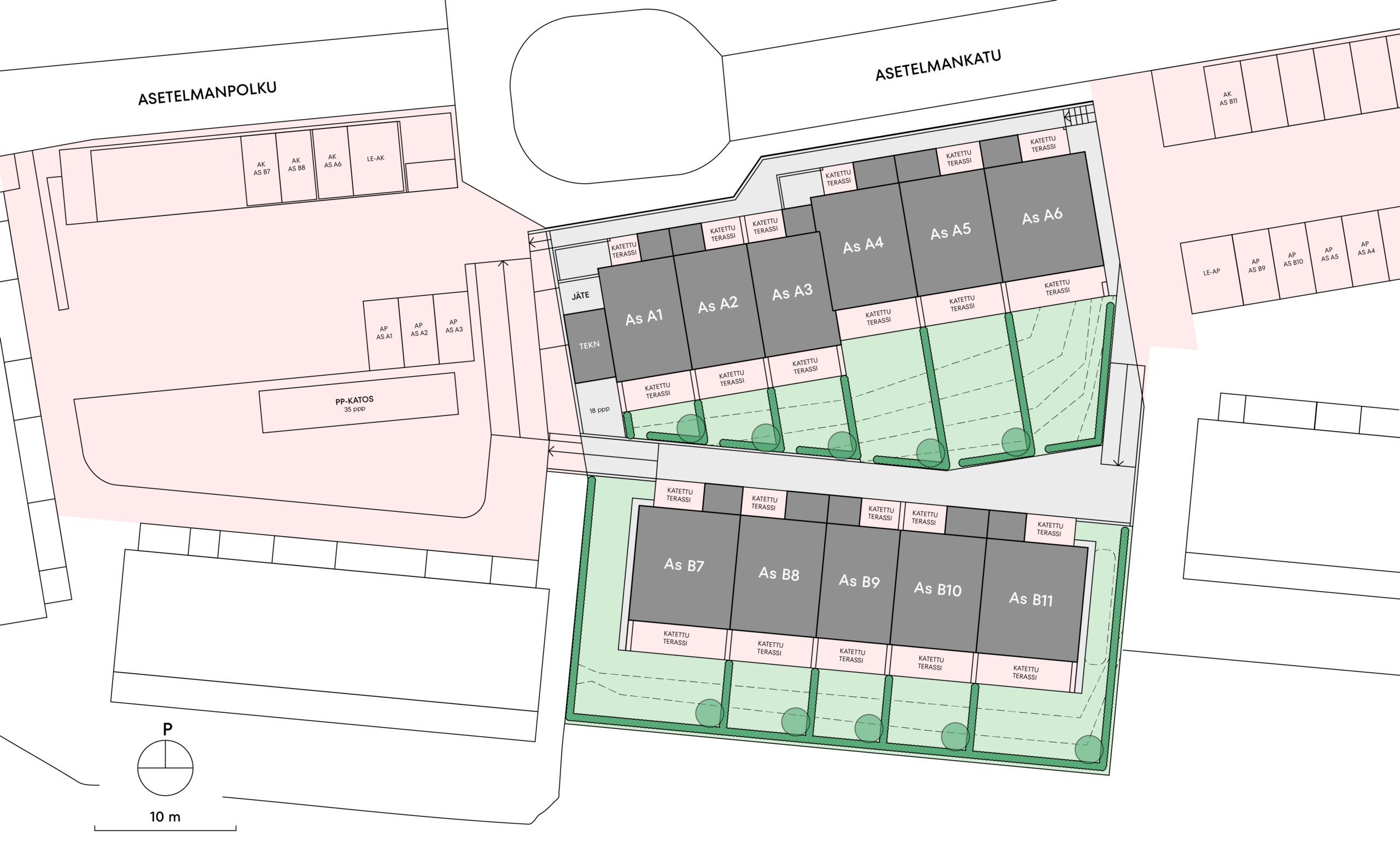 Housing company: Helsinki's Vaahterametsä | plot plan | Olas Group Oy